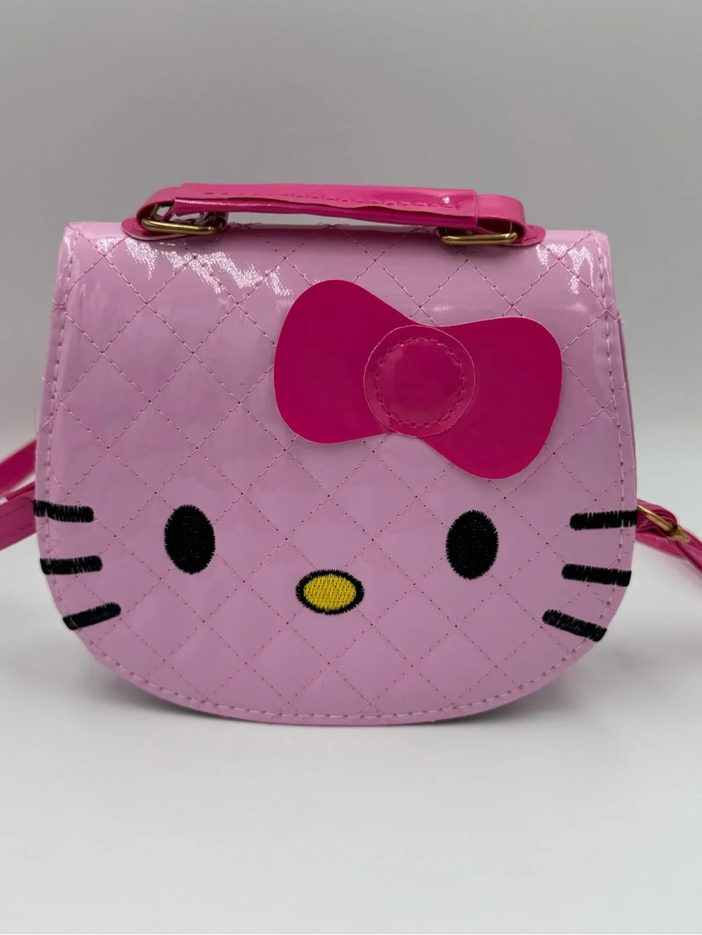 Pink Hello Kitty Style Quilt Stitched Top-handle / Crossbody Bag NWOT